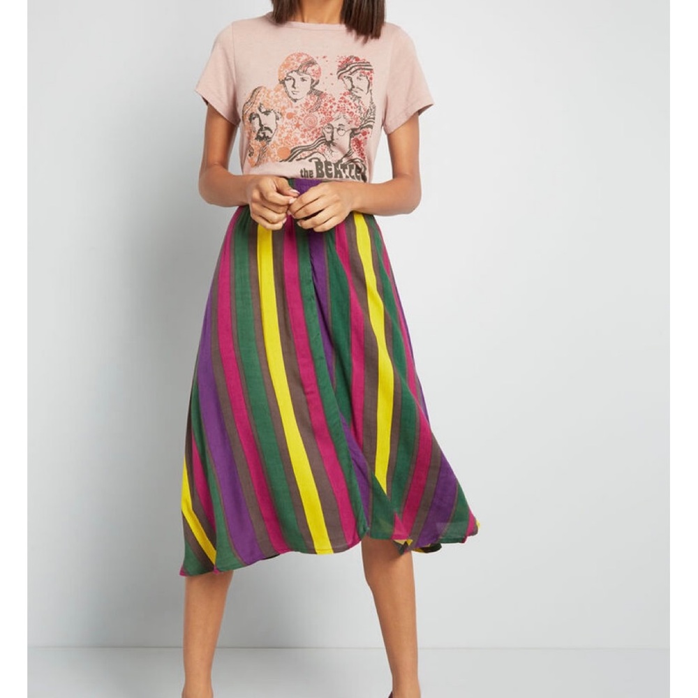 ModCloth Multicolored Striped Midi Skirt
